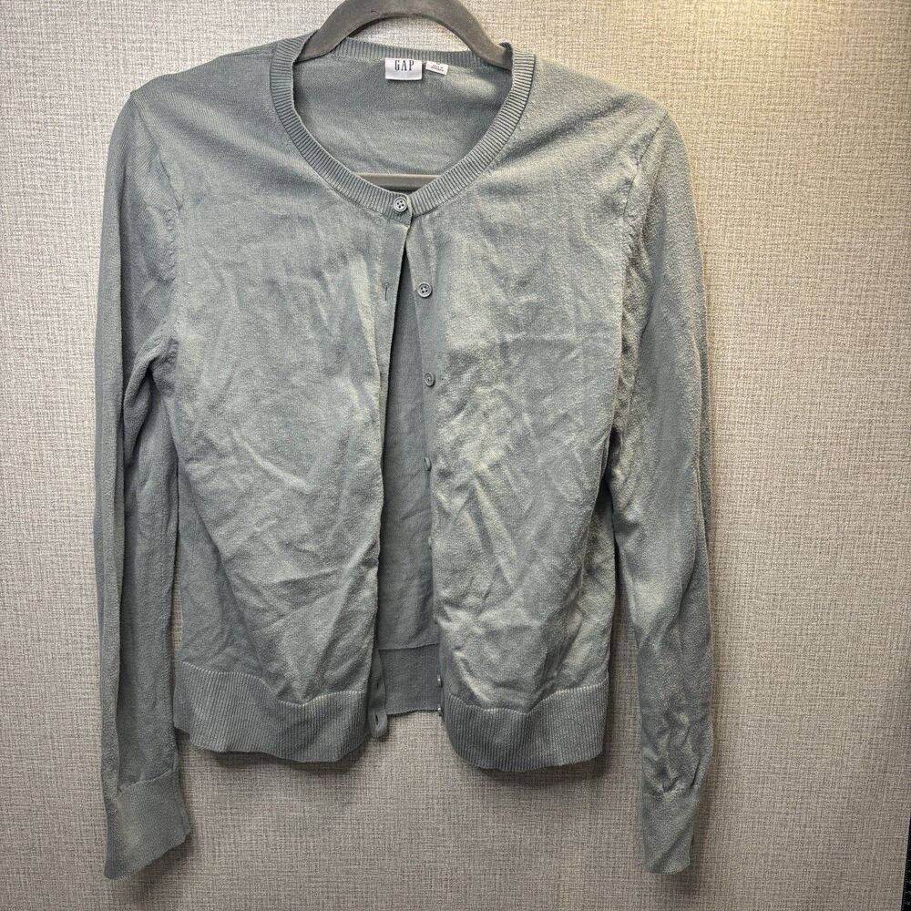 Gap Crewneck Cardigan Sweater Womens Size Medium Cotton Button-Down Preppy Basic